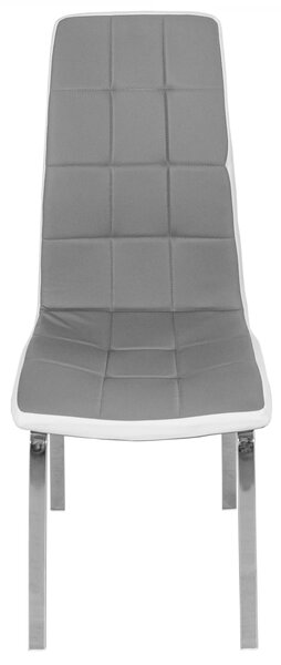 Scaun Rimini, DENVER, piele ecologica gri cu alb, picioare metalice, 43x56x102 cm