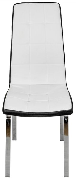 Scaun Rimini, DENVER, piele ecologica alb cu negru, picioare metalice, 43x56x102 cm