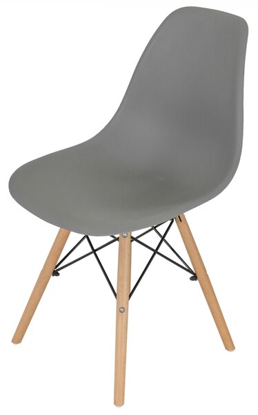 Scaun Malmo, DENVER, sezut tip scoica gri, picioare lemn, 46x54x80 cm