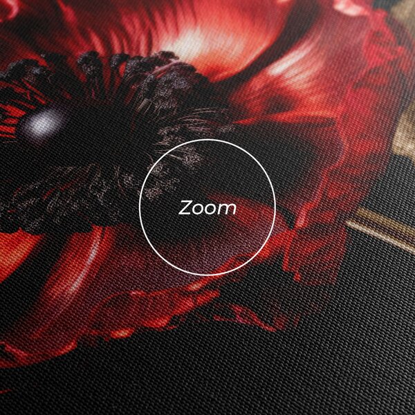 Tablou Canvas, 40x80cm, Dormitor si Living, Flori, Maci, Dark Red Poppy