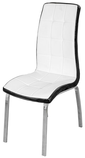 Scaun Rimini, DENVER, piele ecologica alb cu negru, picioare metalice, 43x56x102 cm