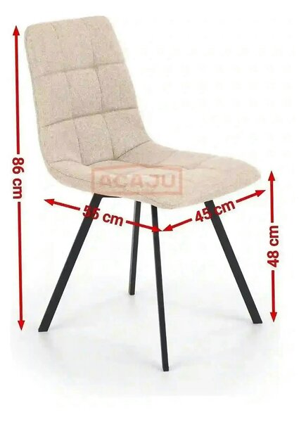 Scaun tapitat K402, gri/negru, stofa clasica/metal, 45x55x86 cm