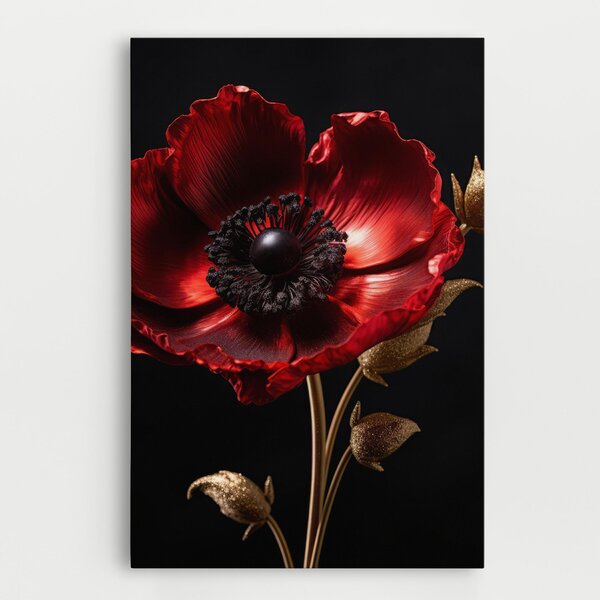 Tablou Canvas, 20x30cm, Dormitor si Living, Flori, Maci, Dark Red Poppy