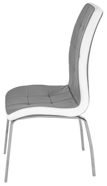 Scaun Rimini, DENVER, piele ecologica gri cu alb, picioare metalice, 43x56x102 cm