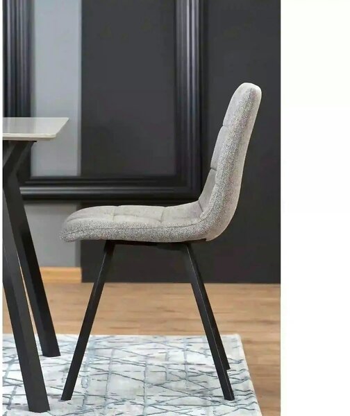 Scaun tapitat K402, gri/negru, stofa clasica/metal, 45x55x86 cm