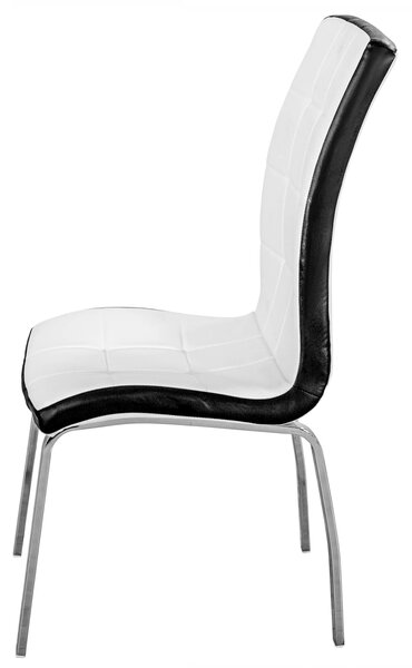 Scaun Rimini, DENVER, piele ecologica alb cu negru, picioare metalice, 43x56x102 cm