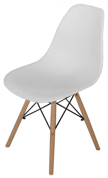 Scaun Malmo, DENVER, sezut tip scoica alb, picioare lemn, 46x54x80 cm