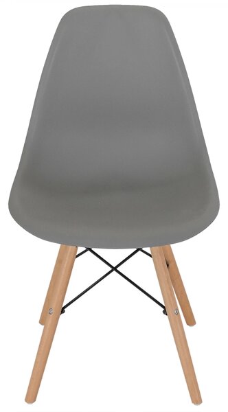 Scaun Malmo, DENVER, sezut tip scoica gri, picioare lemn, 46x54x80 cm