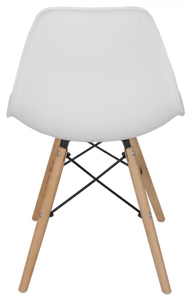 Scaun Malmo, DENVER, sezut tip scoica alb, picioare lemn, 46x54x80 cm