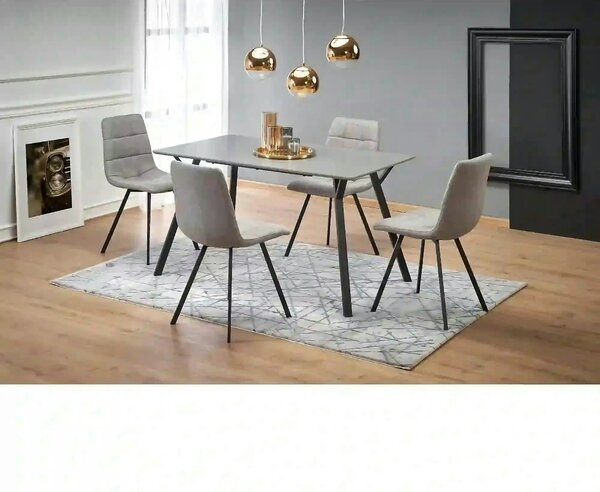 Scaun tapitat K402, gri/negru, stofa clasica/metal, 45x55x86 cm