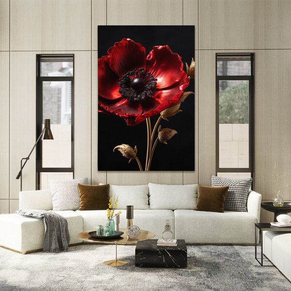 Tablou Canvas, 20x30cm, Dormitor si Living, Flori, Maci, Dark Red Poppy
