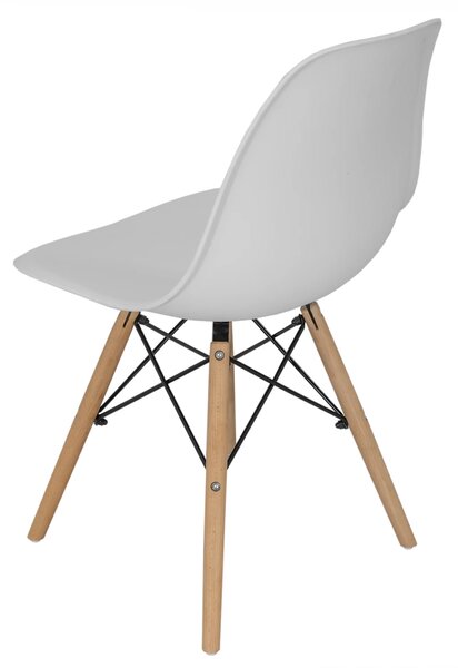 Scaun Malmo, DENVER, sezut tip scoica alb, picioare lemn, 46x54x80 cm
