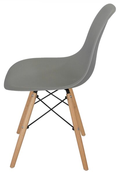Scaun Malmo, DENVER, sezut tip scoica gri, picioare lemn, 46x54x80 cm