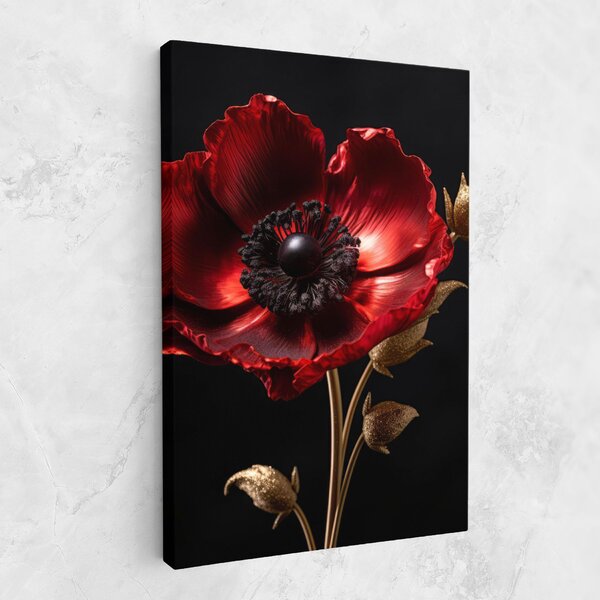 Tablou Canvas, 20x30cm, Dormitor si Living, Flori, Maci, Dark Red Poppy