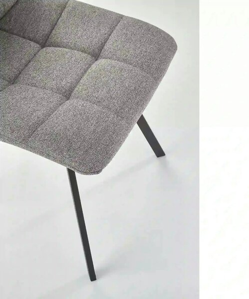 Scaun tapitat K402, gri/negru, stofa clasica/metal, 45x55x86 cm
