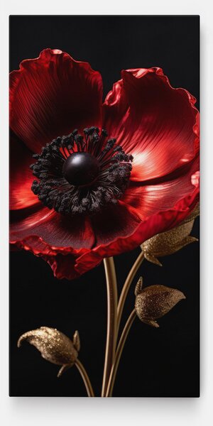 Tablou Canvas, 40x80cm, Dormitor si Living, Flori, Maci, Dark Red Poppy