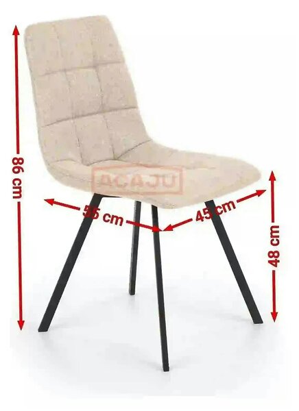 Scaun bucatarie tapitat stofa clasica K402, bej/negru, 45x55x86 cm