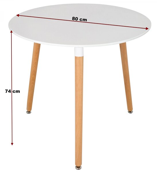 Set masa Salzburg alba cu 3 scaune Oslo negru, DENVER, blat MDF alb, forma rotunda, 80x74 cm