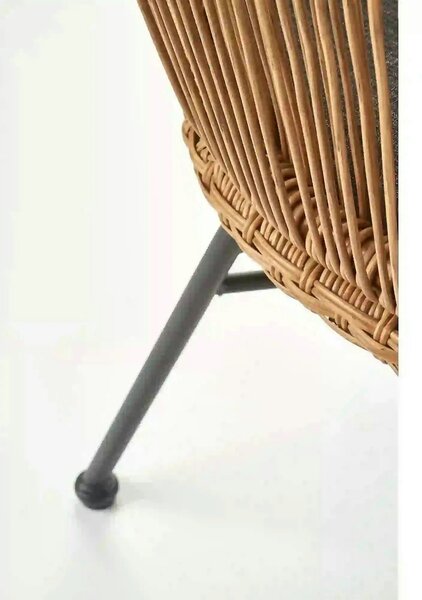 Scaun K400, gri/bej/negru, stofa/rattan sintetic/otel, 55x47x74 cm