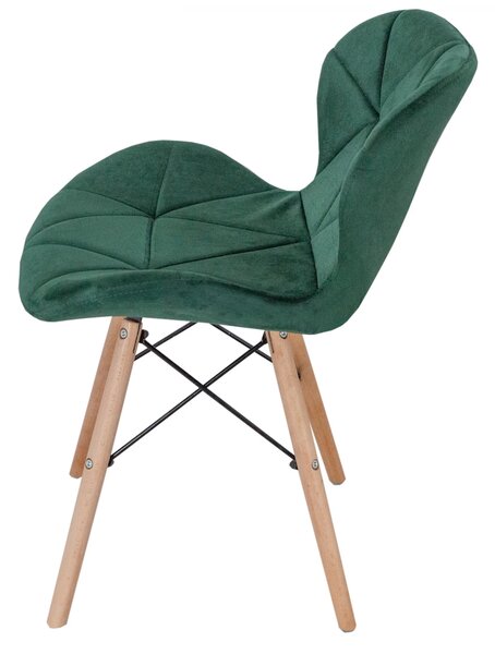 Scaun Oslo, DENVER, catifea verde, picioare lemn, 48x39x74 cm
