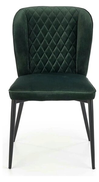 Scaun tapitat K399, verde/negru, stofa/metal, 50x60x84 cm
