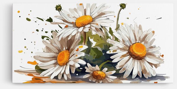 Tablou Canvas, 40x80cm, Dormitor si Living, Flori, Margarete, White Beautiful Daisy