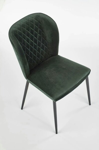 Scaun tapitat K399, verde/negru, stofa/metal, 50x60x84 cm
