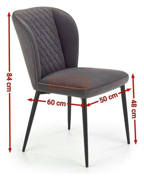 Scaun tapitat K399, verde/negru, stofa/metal, 50x60x84 cm