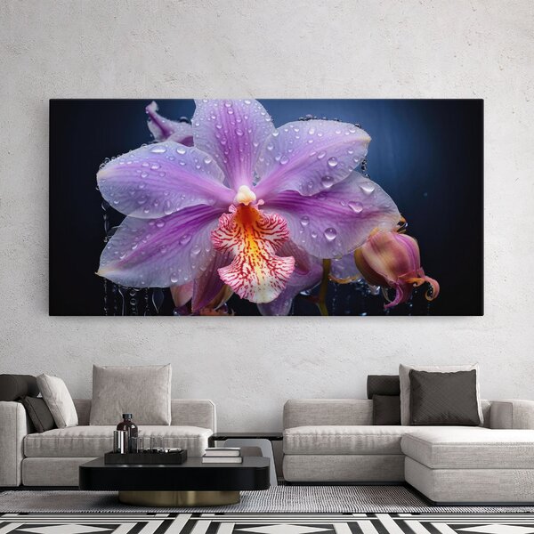 Tablou Canvas, 40x80cm, Dormitor si Living, Flori, Orhidee, Orchid In Rain