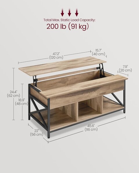 Masuta de cafea Vasagle Maro 120x60x48 cm