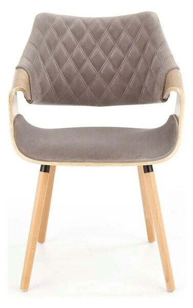 Scaun modern dining K396, stejar/gri, stofa catifelata/placaj, 56x55x7