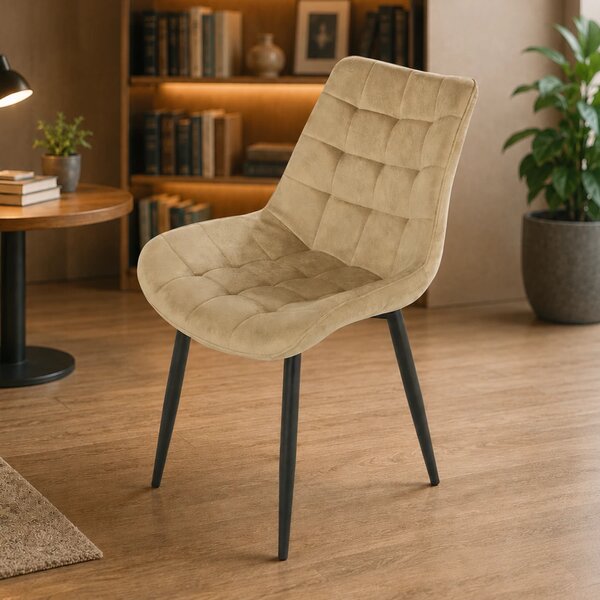 Scaun Osaka, DENVER, catifea bej, picioare metalice negre