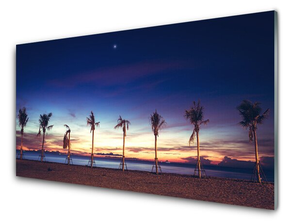 Panou sticla bucatarie Palm Trees Sea Beach Peisaj Maro Albastru