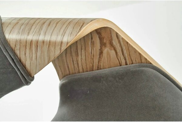 Scaun modern dining K396, stejar/gri, stofa catifelata/placaj, 56x55x7