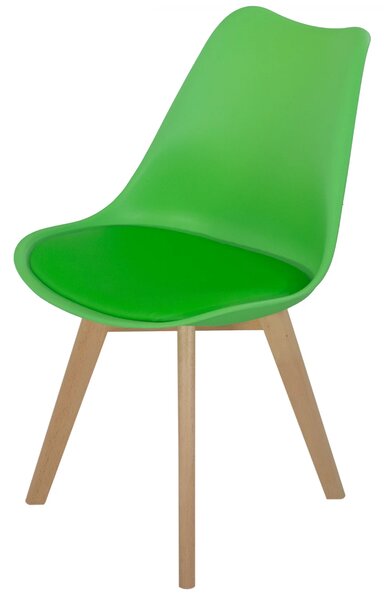 Scaun Stockholm, DENVER, piele ecologica verde, picioare lemn, 48x50x82 cm