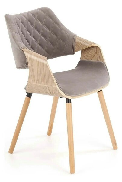 Scaun modern dining K396, stejar/gri, stofa catifelata/placaj, 56x55x7