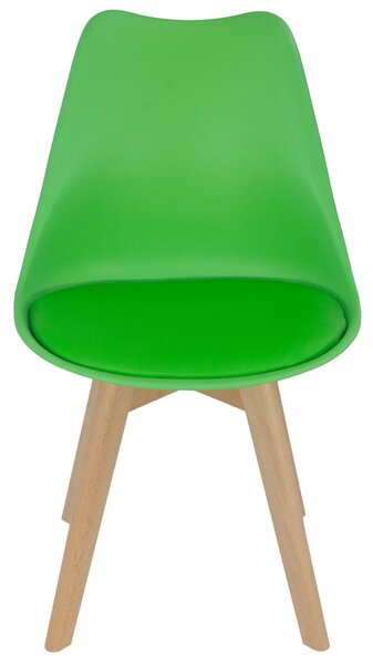 Scaun Stockholm, DENVER, piele ecologica verde, picioare lemn, 48x50x82 cm