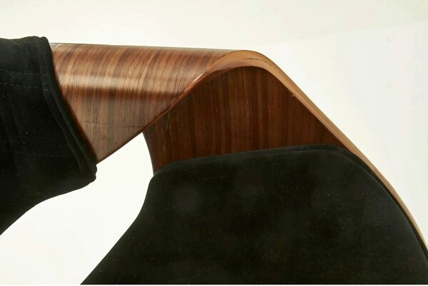 Scaun modern dining K396, negru/nuc, stofa catifelata/placaj, 56x55x77