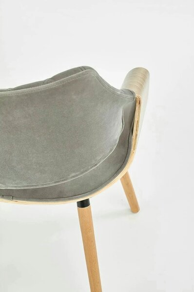 Scaun modern dining K396, stejar/gri, stofa catifelata/placaj, 56x55x7
