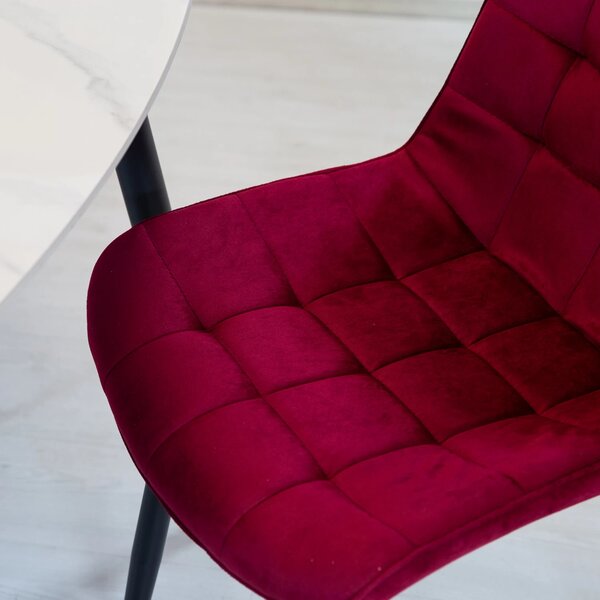 Scaun Osaka, DENVER, catifea bordo, picioare metalice negre