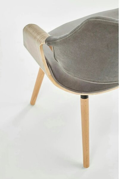 Scaun modern dining K396, stejar/gri, stofa catifelata/placaj, 56x55x7