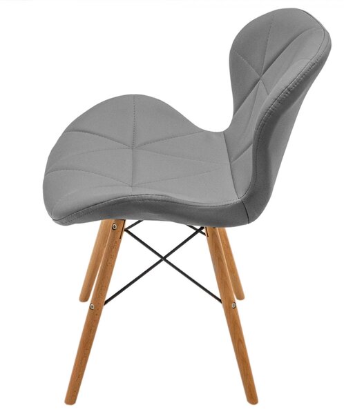 Scaun Oslo, DENVER, piele ecologica gri, picioare lemn, 48x39x74 cm