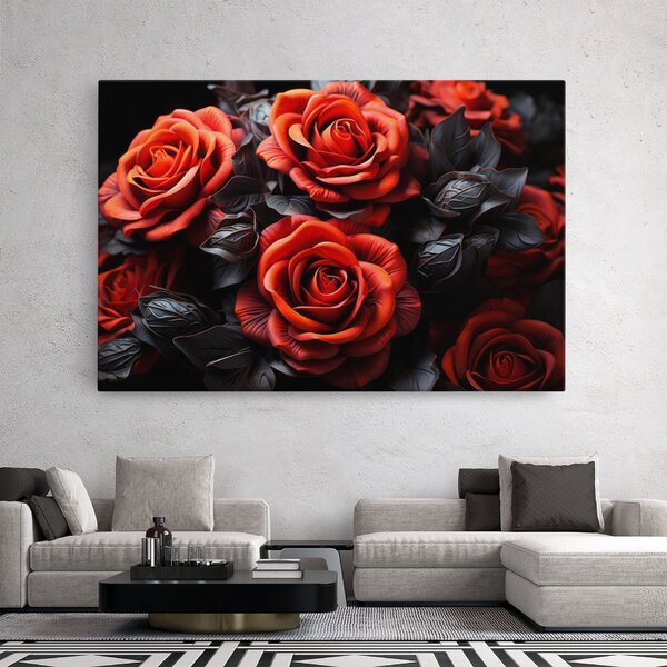 Tablou Canvas, 20x30cm, Dormitor si Living, Flori, Trandafiri, Red Grey Rose