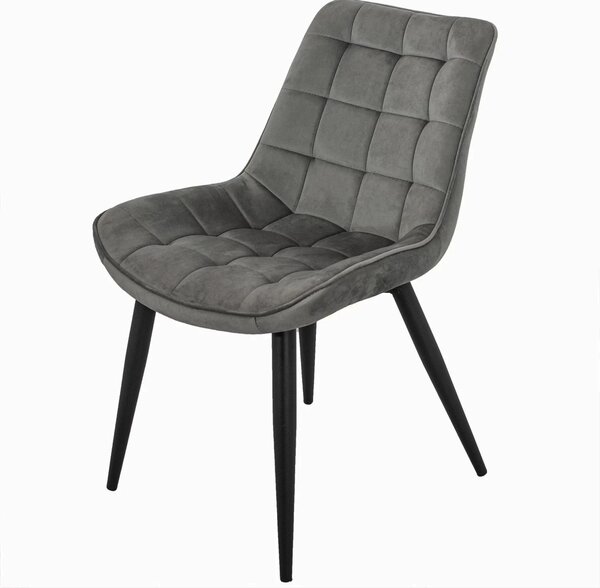 Scaun Osaka, DENVER, catifea gri, picioare metalice negre