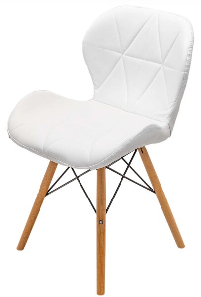 Scaun Oslo, DENVER, piele ecologica alba, picioare lemn, 48x39x74 cm