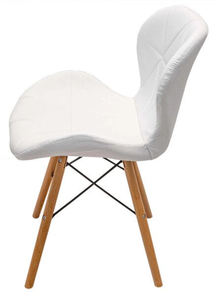 Scaun Oslo, DENVER, piele ecologica alba, picioare lemn, 48x39x74 cm