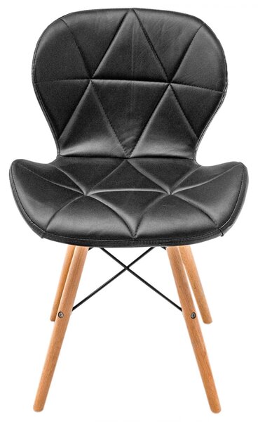 Scaun Oslo, DENVER, piele ecologica neagra, picioare lemn, 48x39x74 cm