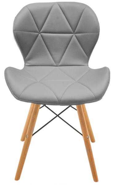 Scaun Oslo, DENVER, piele ecologica gri, picioare lemn, 48x39x74 cm