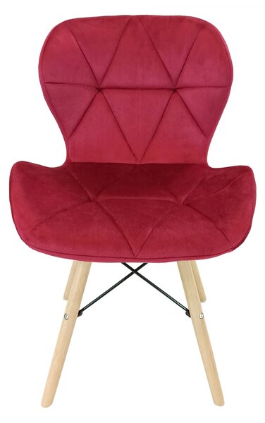 Scaun Oslo, DENVER, catifea bordo, picioare lemn, 48x39x74 cm