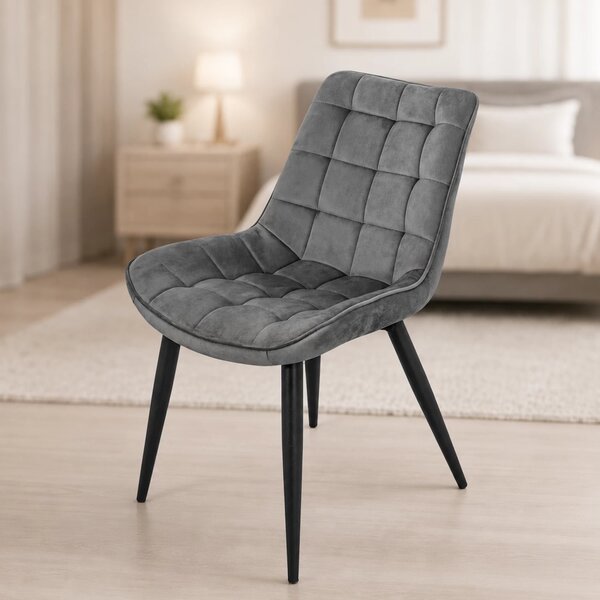 Scaun Osaka, DENVER, catifea gri, picioare metalice negre